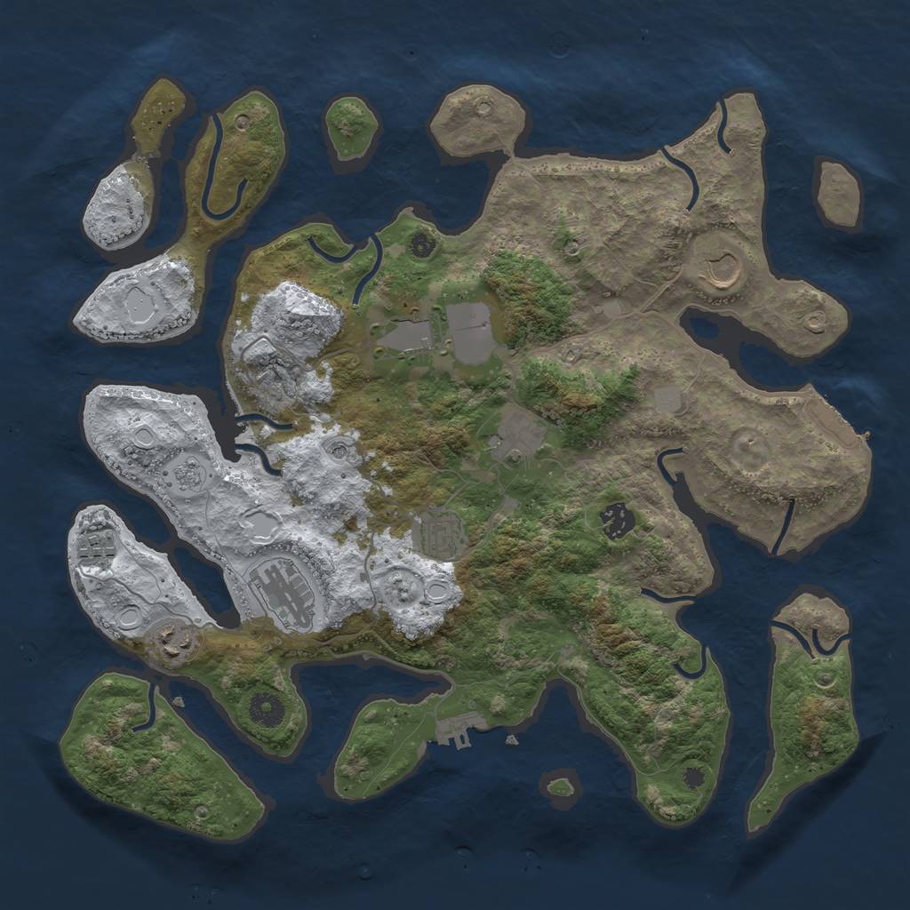Rust Map: Procedural Map, Size: 3850, Seed: 1259365695, 17 Monuments