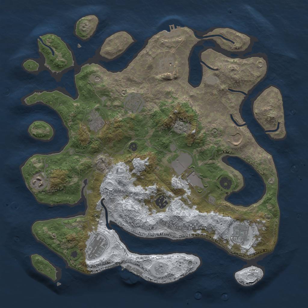 Rust Map: Procedural Map, Size: 3800, Seed: 4122165, 19 Monuments