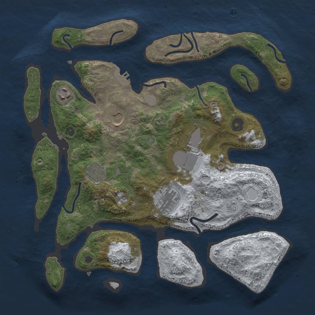 Rust Map: Procedural Map, Size: 3550, Seed: 642633, 13 Monuments