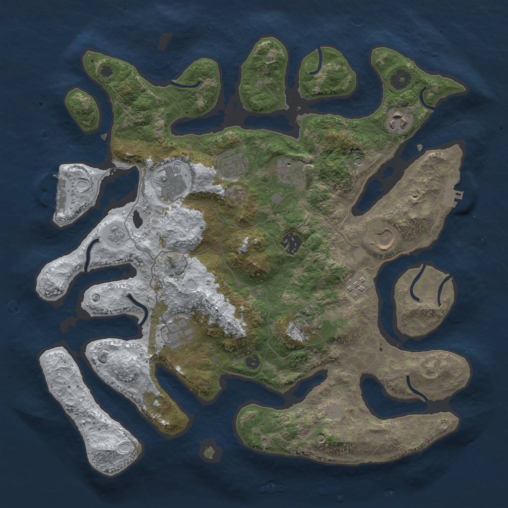 Rust Map: Procedural Map, Size: 3800, Seed: 1786386, 18 Monuments