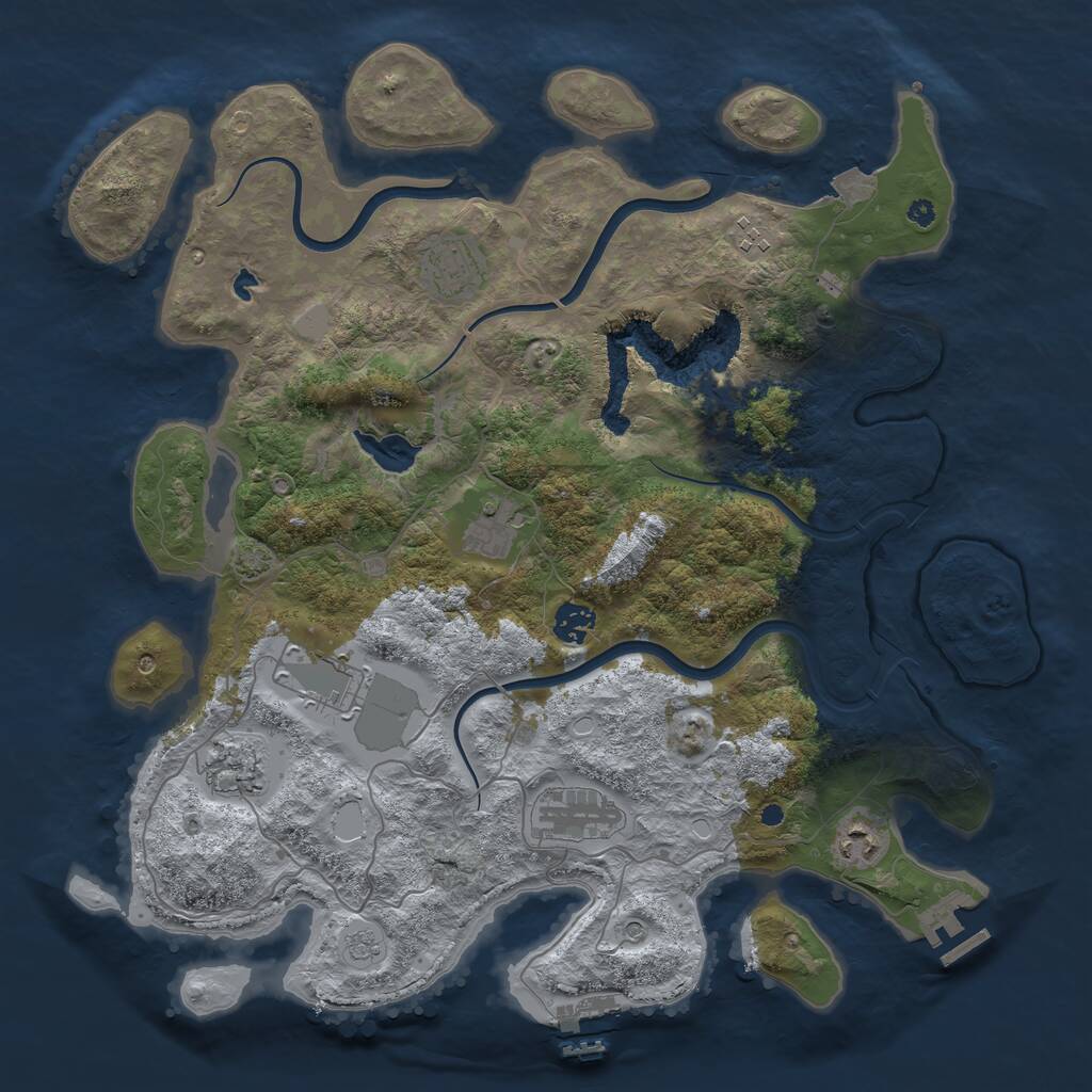 Rust Map: Procedural Map, Size: 4000, Seed: 493836, 14 Monuments