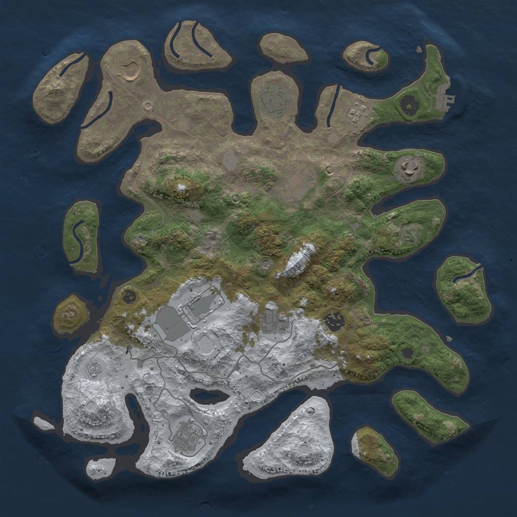 Rust Map: Procedural Map, Size: 4000, Seed: 493836, 17 Monuments