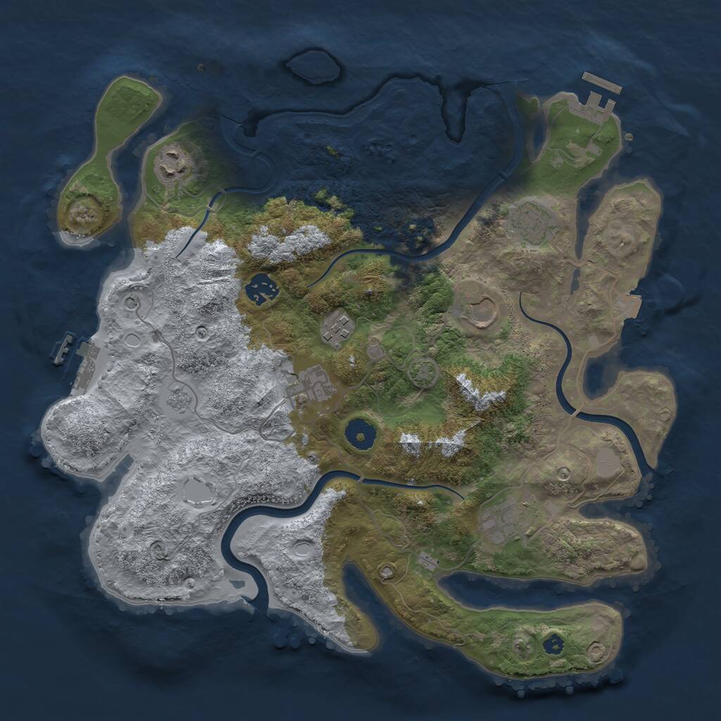 Rust Map: Procedural Map, Size: 3550, Seed: 659463, 13 Monuments