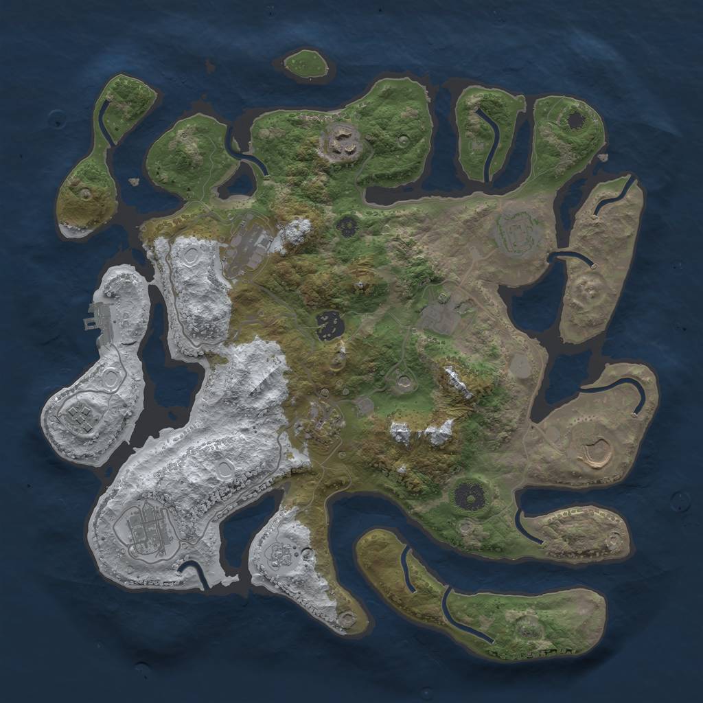 Rust Map: Procedural Map, Size: 3550, Seed: 659463, 17 Monuments