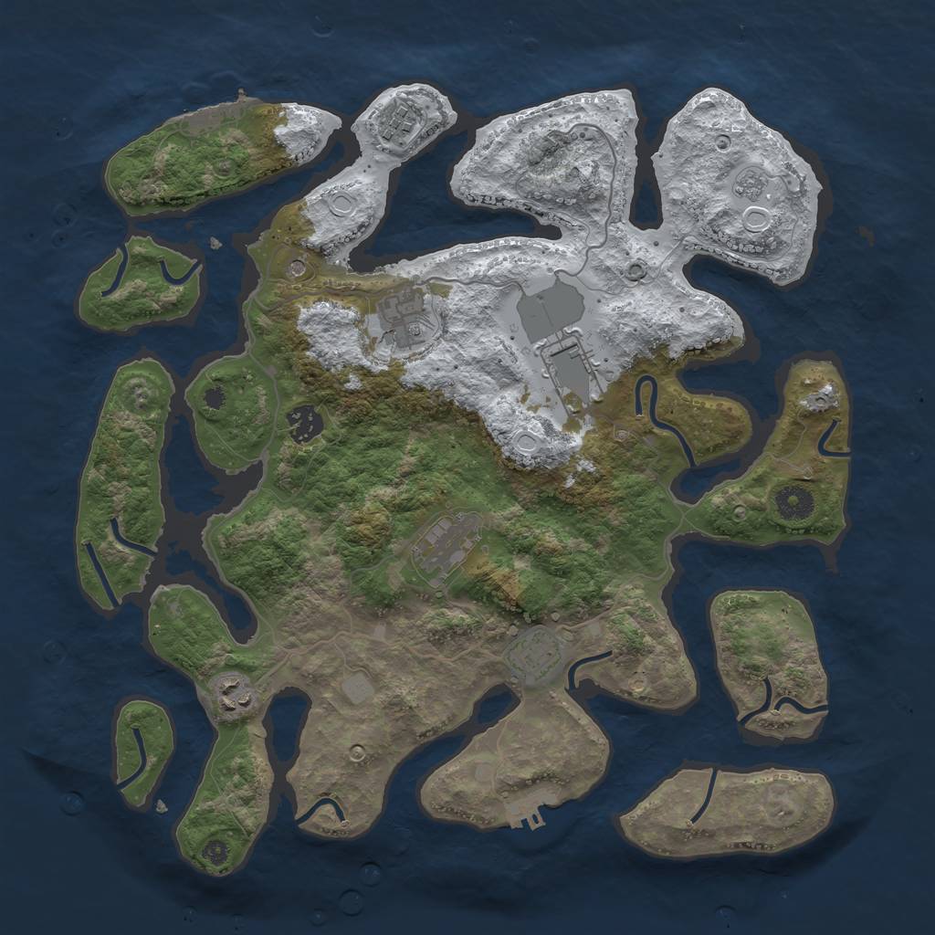 Rust Map: Procedural Map, Size: 3800, Seed: 1404265, 16 Monuments
