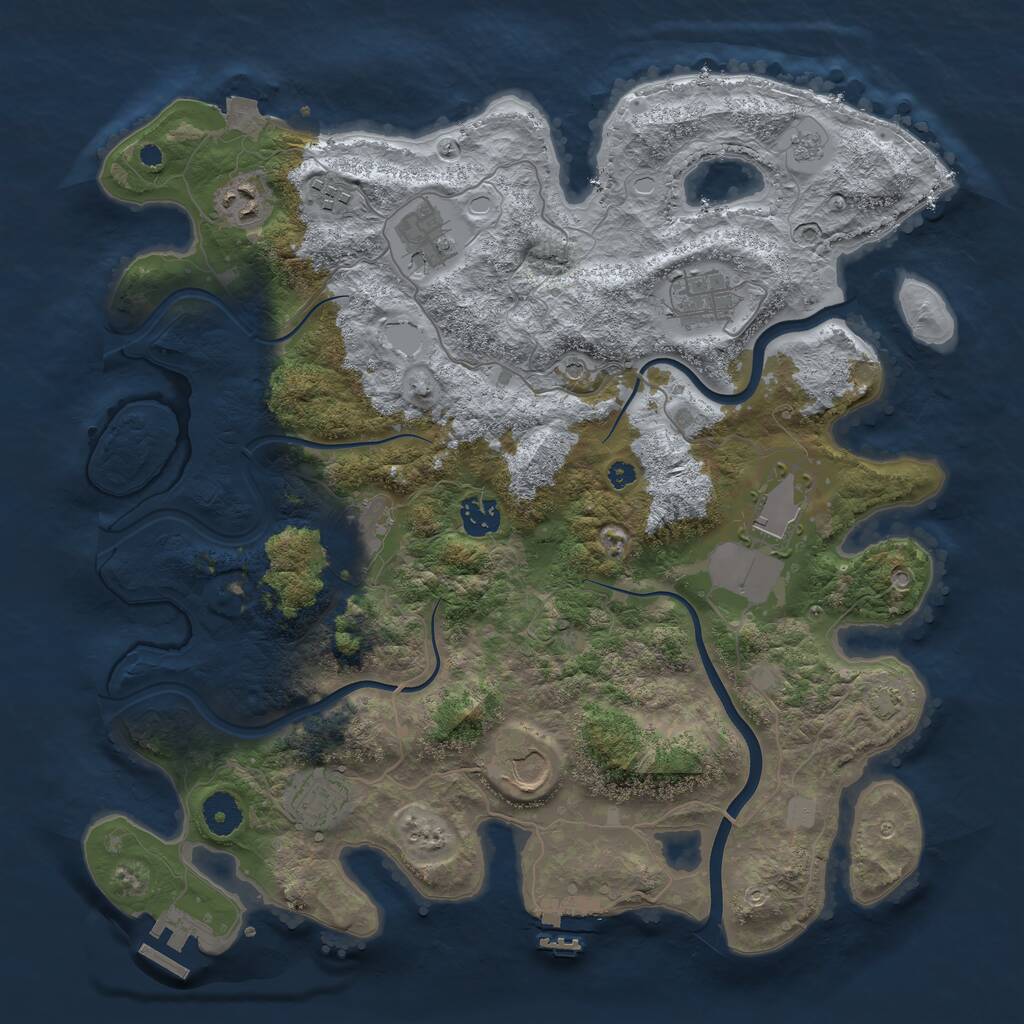 Rust Map: Procedural Map, Size: 3800, Seed: 633895, 15 Monuments