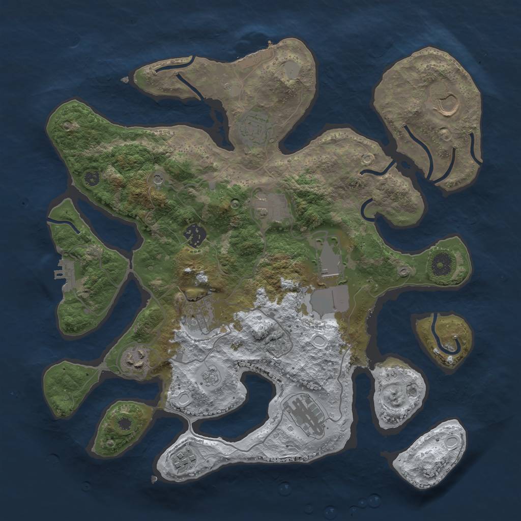Rust Map: Procedural Map, Size: 3550, Seed: 17827, 18 Monuments