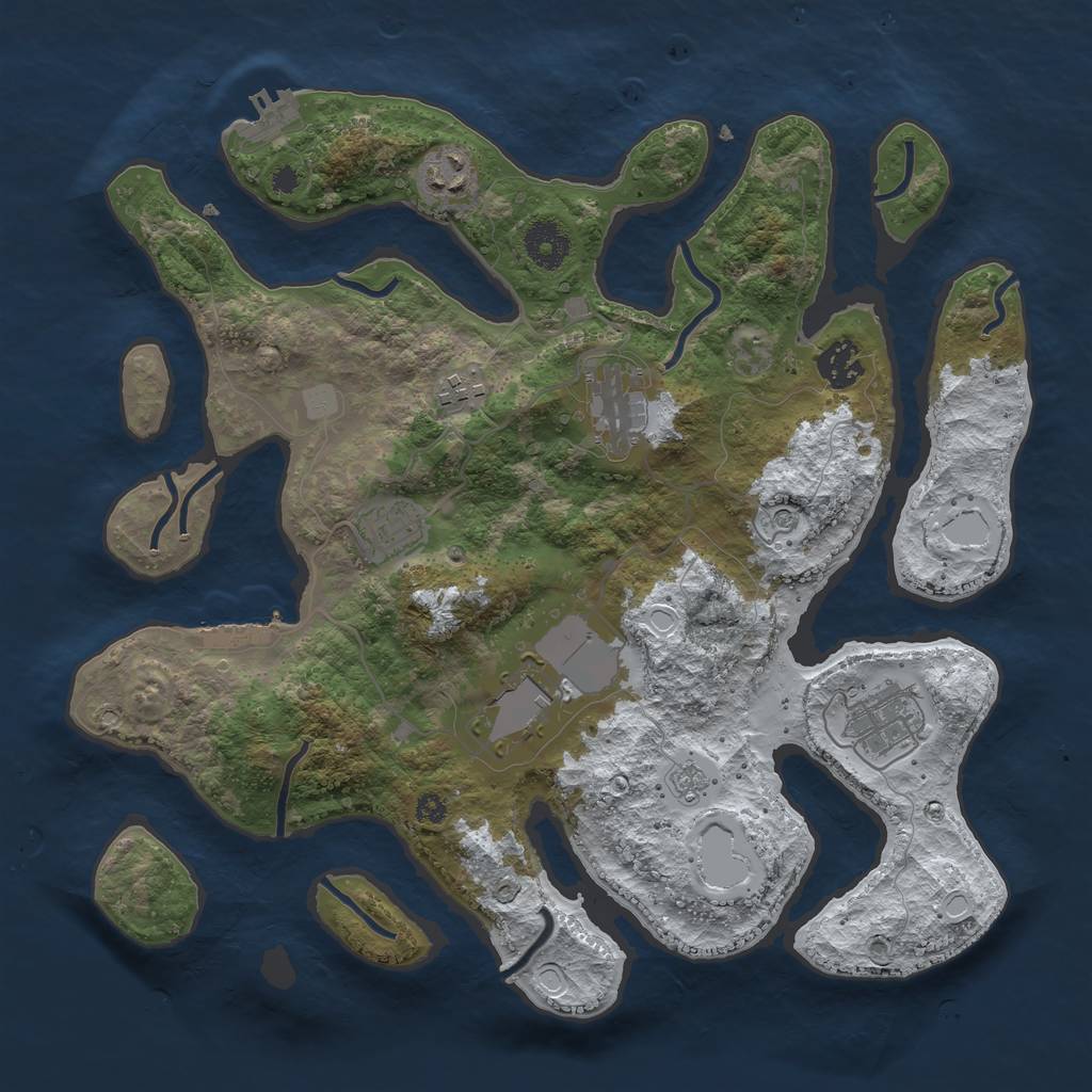 Rust Map: Procedural Map, Size: 3550, Seed: 174501, 16 Monuments