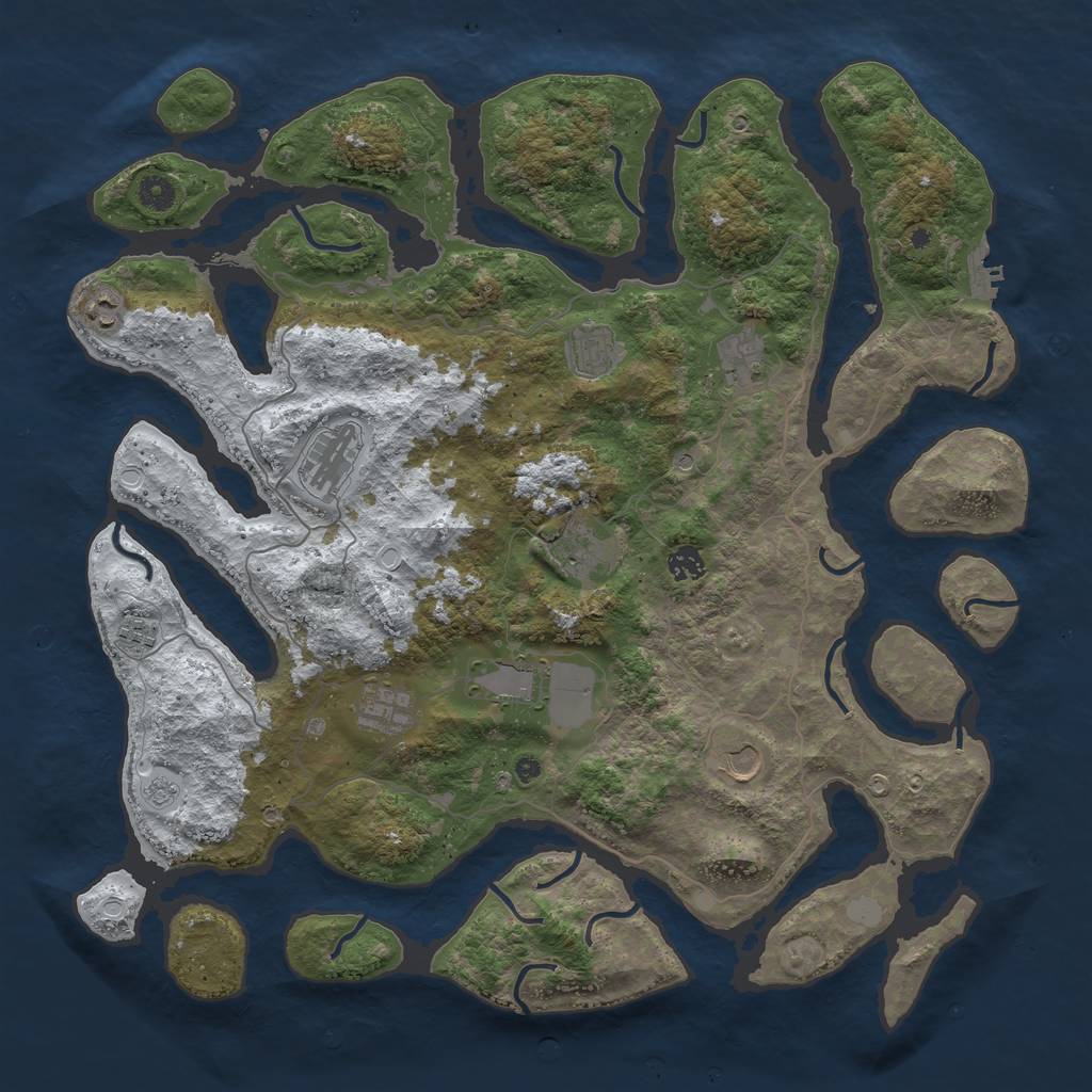Rust Map: Procedural Map, Size: 4500, Seed: 69010440, 18 Monuments