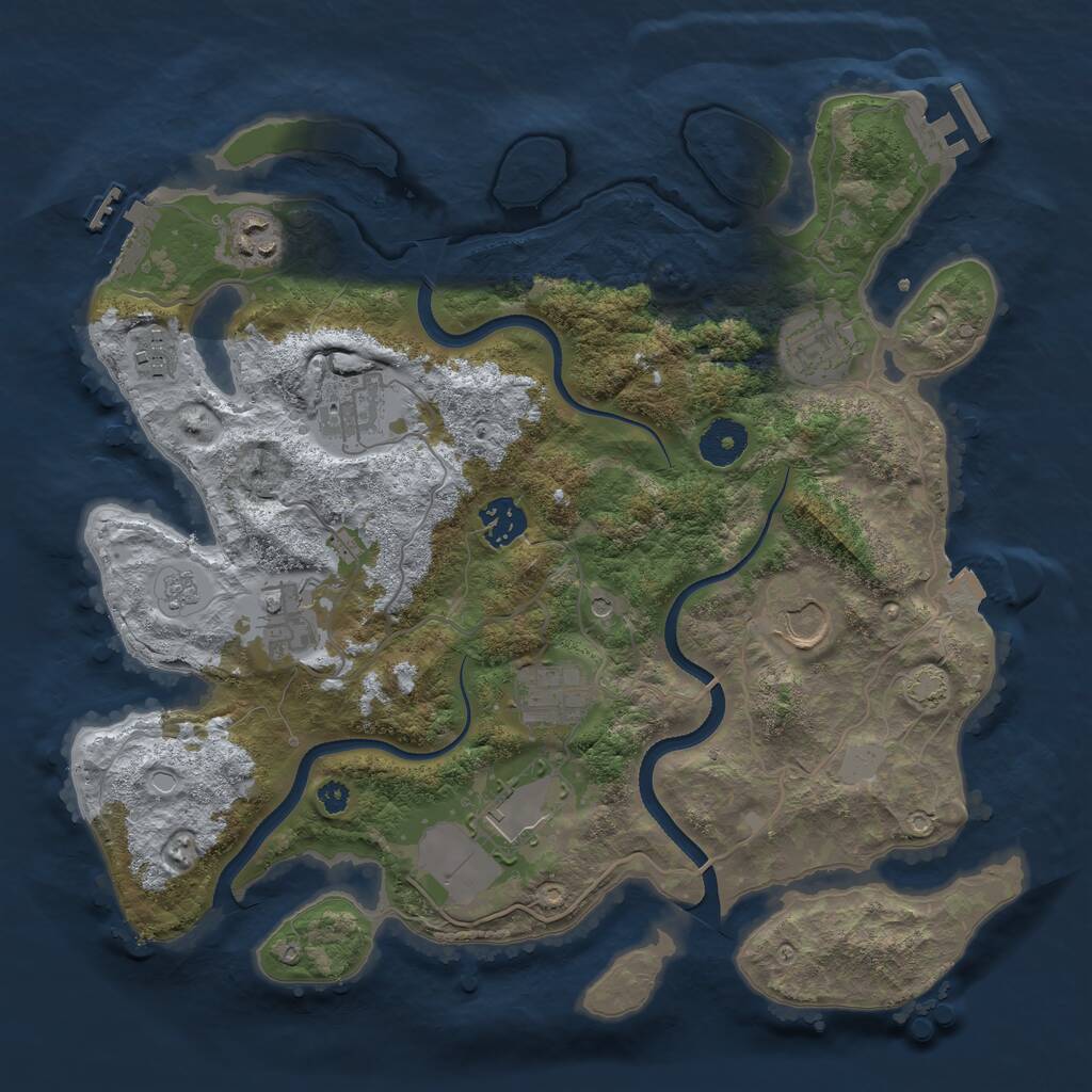 Rust Map: Procedural Map, Size: 3500, Seed: 6141256, 15 Monuments