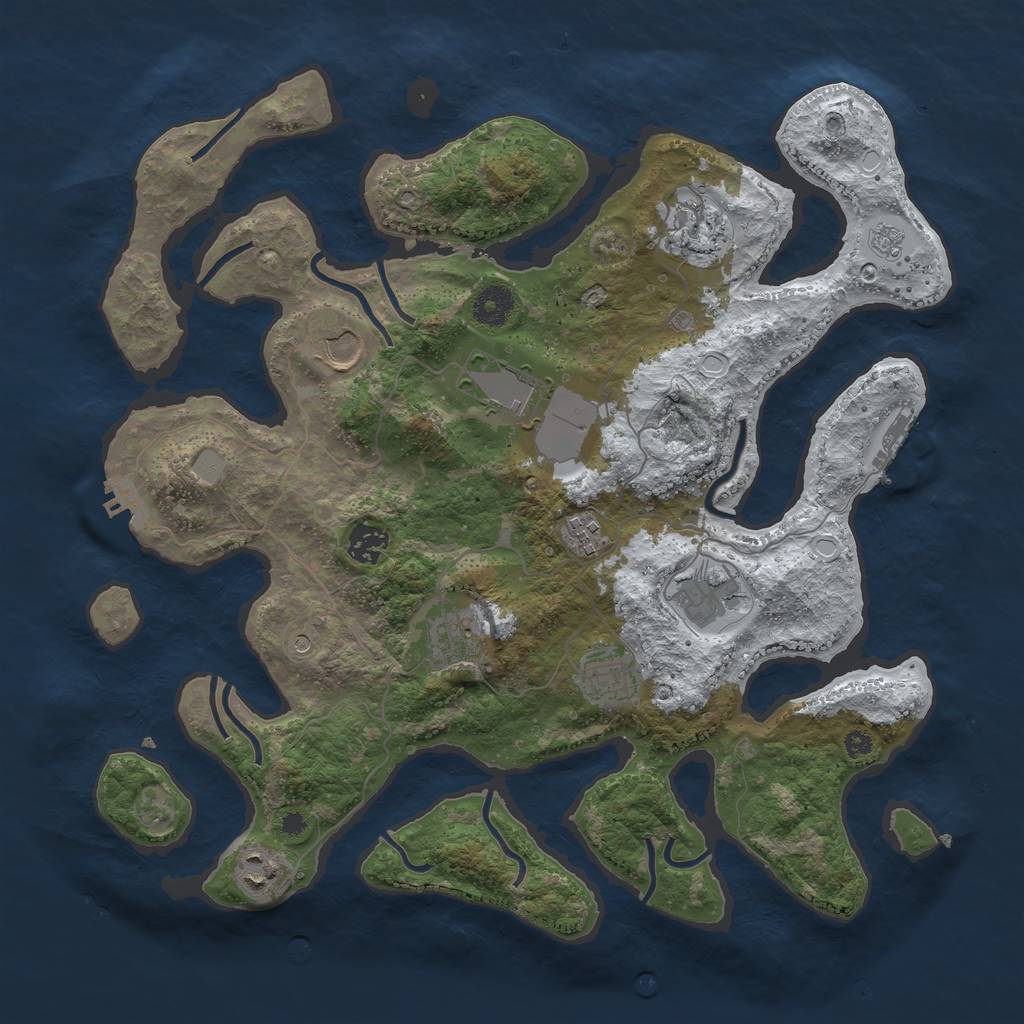 Rust Map: Procedural Map, Size: 3800, Seed: 2842851, 18 Monuments
