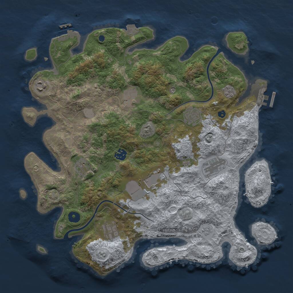 Rust Map: Procedural Map, Size: 3800, Seed: 3983692, 15 Monuments