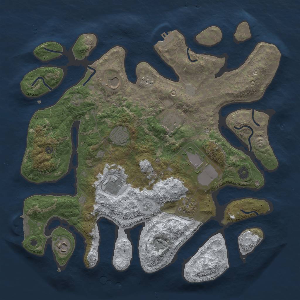 Rust Map: Procedural Map, Size: 3800, Seed: 4591908, 17 Monuments