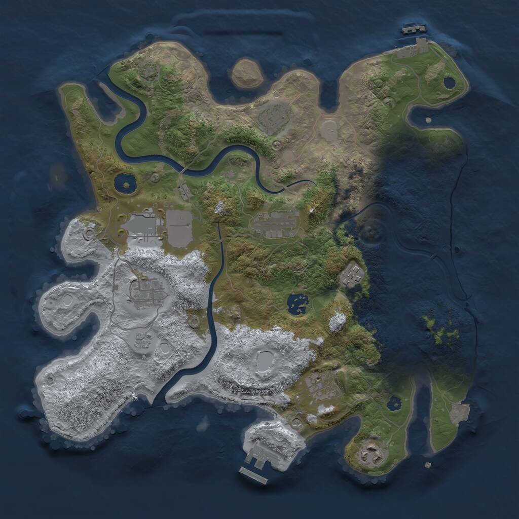 Rust Map: Procedural Map, Size: 3550, Seed: 811544, 14 Monuments