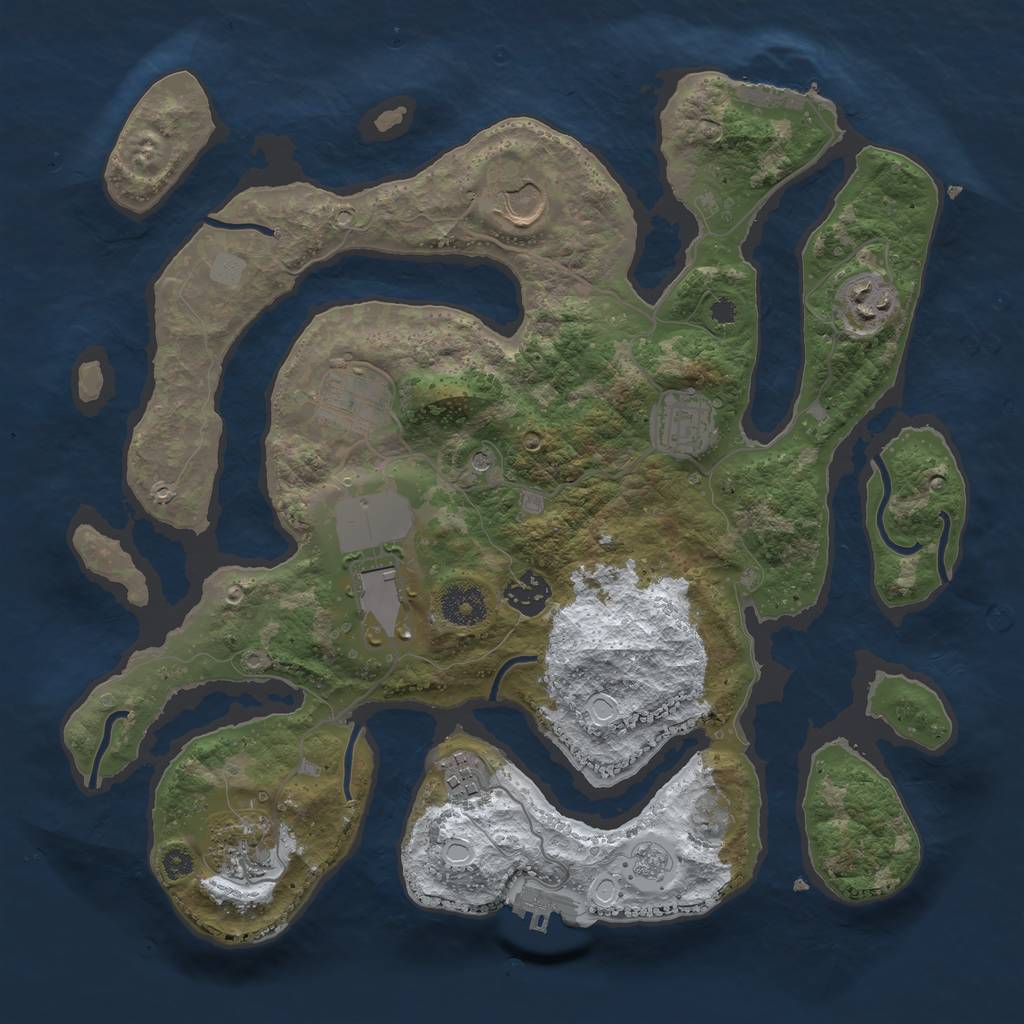 Rust Map: Procedural Map, Size: 3500, Seed: 1616425, 17 Monuments