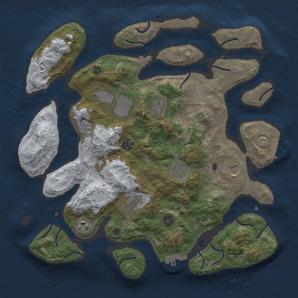 Rust Map: Procedural Map, Size: 3800, Seed: 2636753, 17 Monuments