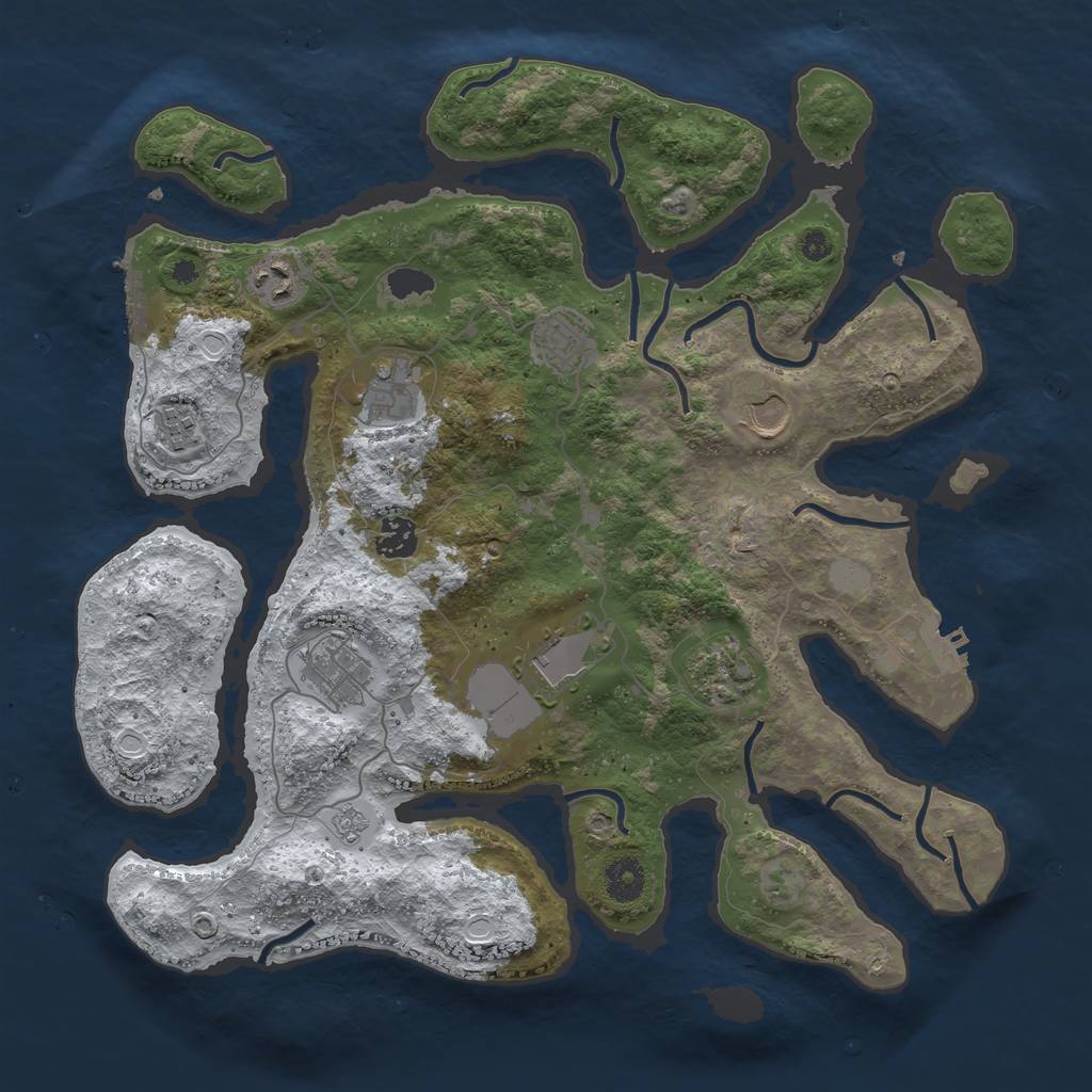 Rust Map: Procedural Map, Size: 3800, Seed: 1892964667, 17 Monuments