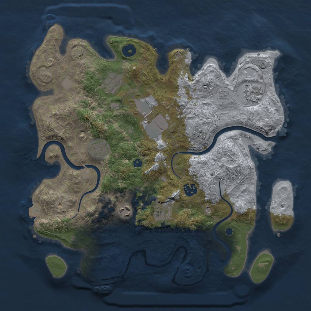 Rust Map: Procedural Map, Size: 3500, Seed: 2915415, 13 Monuments