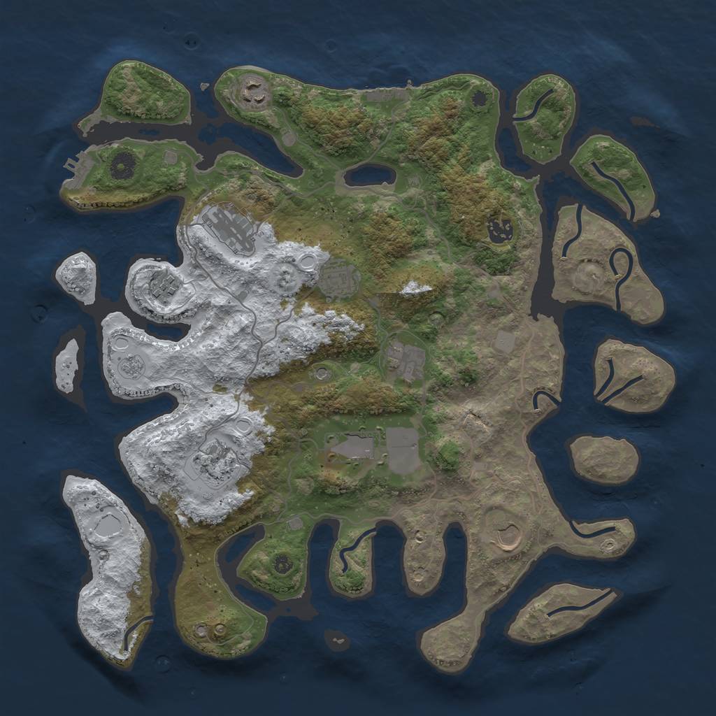 Rust Map: Procedural Map, Size: 4000, Seed: 800119, 18 Monuments