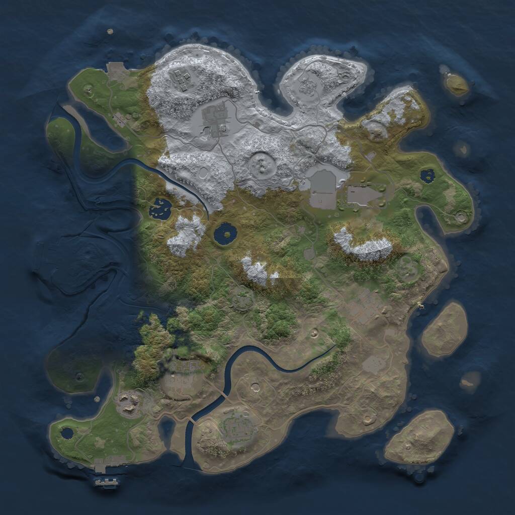 Rust Map: Procedural Map, Size: 3500, Seed: 6451537, 14 Monuments