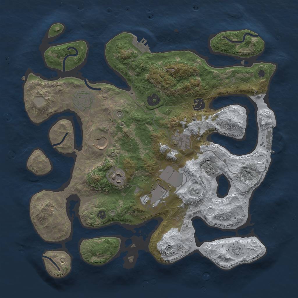 Rust Map: Procedural Map, Size: 3500, Seed: 3848094, 16 Monuments