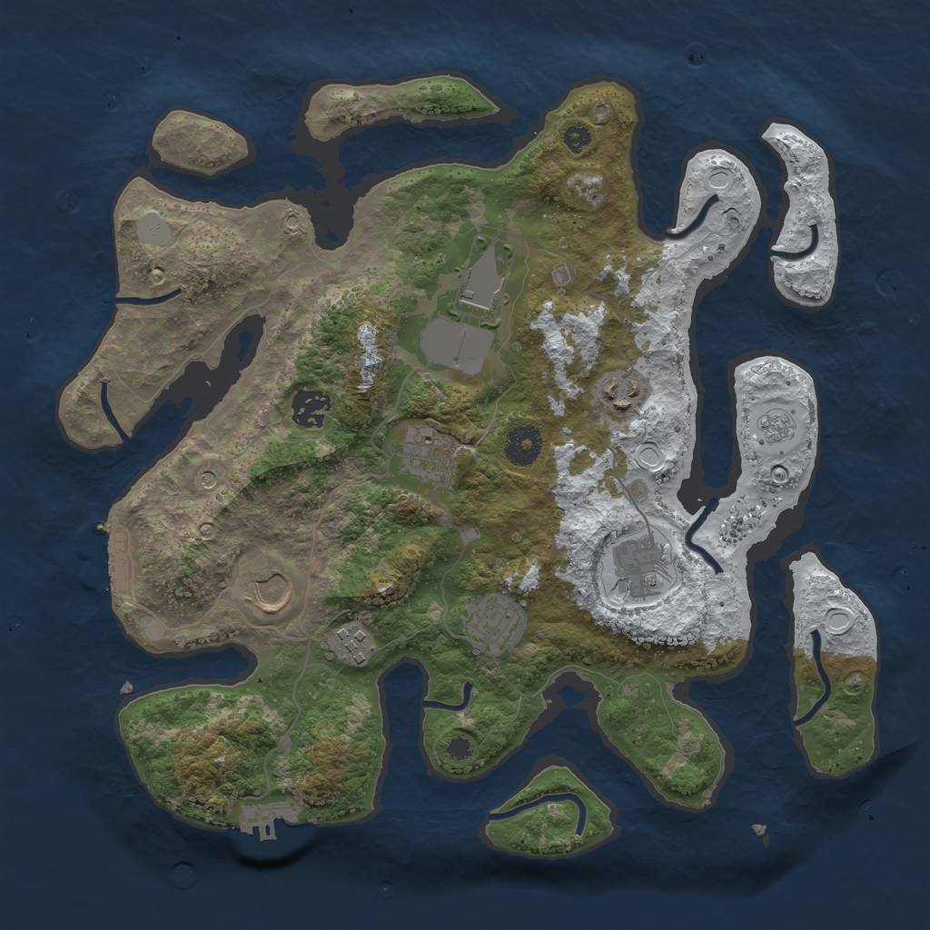 Rust Map: Procedural Map, Size: 3550, Seed: 918505, 17 Monuments