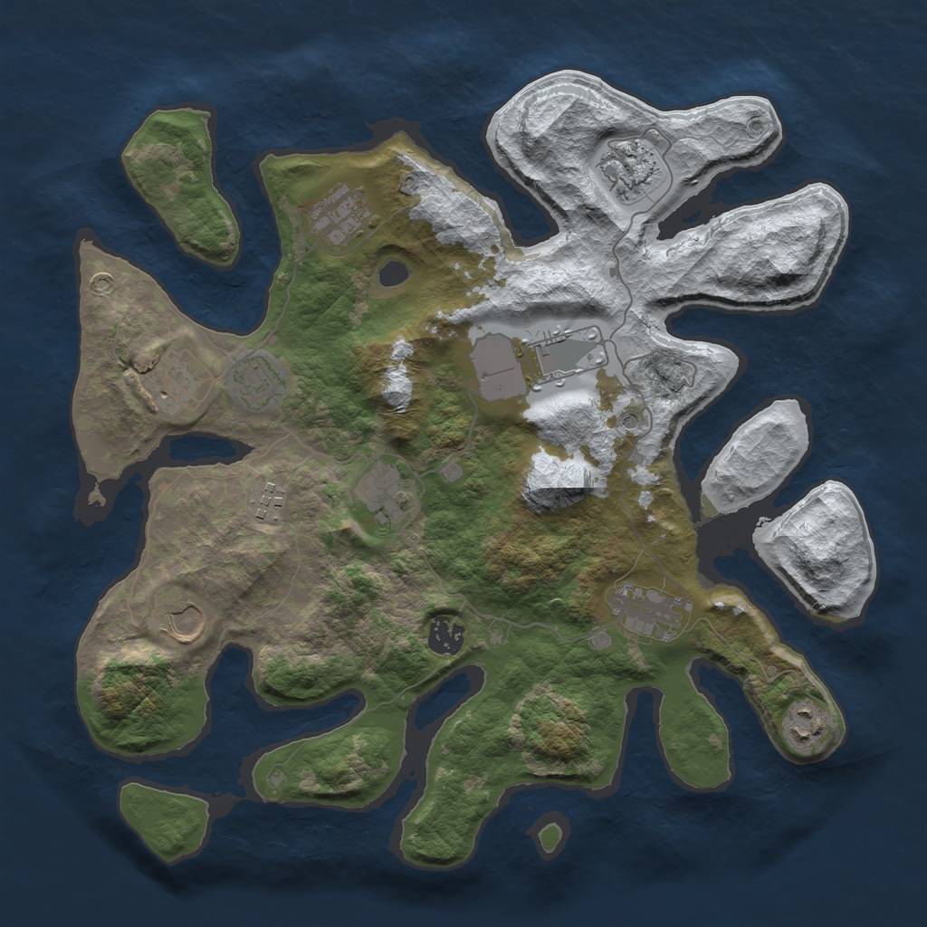Rust Map: Barren, Size: 3700, Seed: 1997774330, 14 Monuments