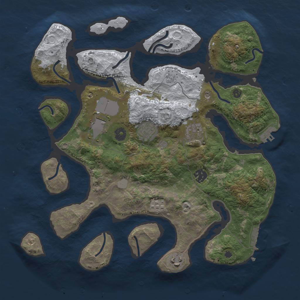 Rust Map: Procedural Map, Size: 3500, Seed: 3268562, 15 Monuments