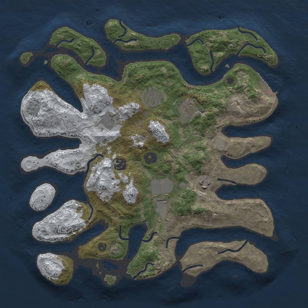 Rust Map: Procedural Map, Size: 3700, Seed: 4206999, 15 Monuments