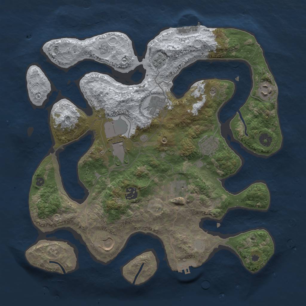 Rust Map: Procedural Map, Size: 3500, Seed: 5913469, 17 Monuments