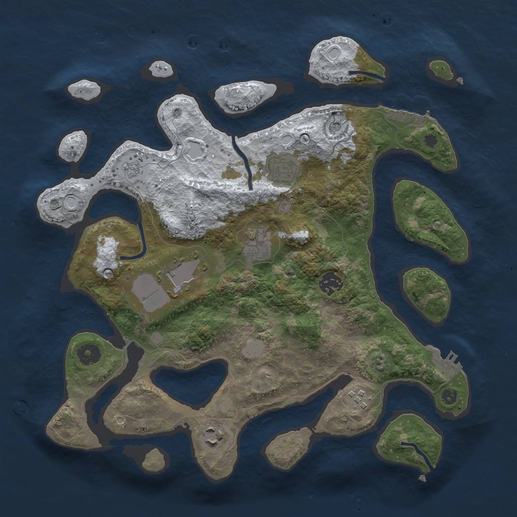 Rust Map: Procedural Map, Size: 3500, Seed: 2192353, 15 Monuments