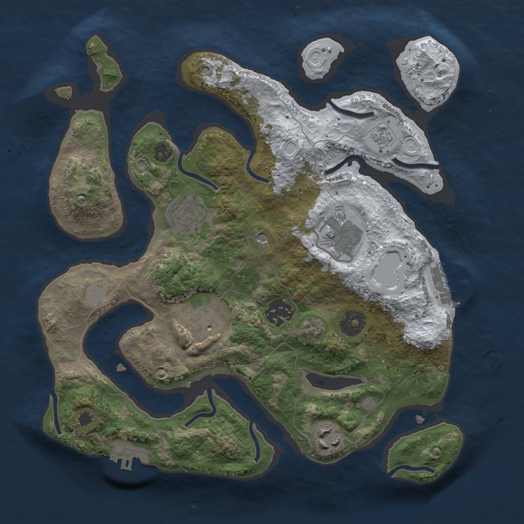 Rust Map: Procedural Map, Size: 3000, Seed: 69695, 14 Monuments