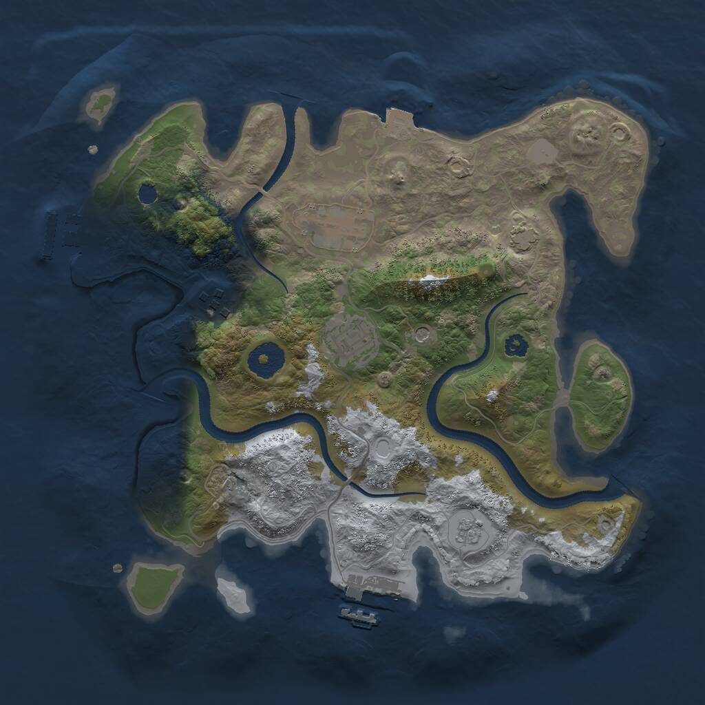 Rust Map: Procedural Map, Size: 3000, Seed: 1125956841, 9 Monuments