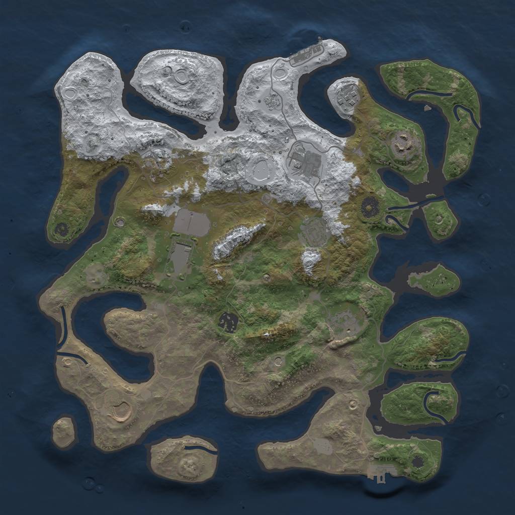 Rust Map: Procedural Map, Size: 3800, Seed: 1083892, 18 Monuments