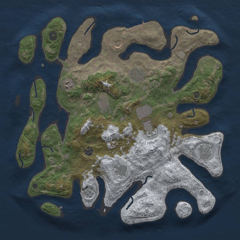 Rust Map: Procedural Map, Size: 4000, Seed: 618821, 17 Monuments