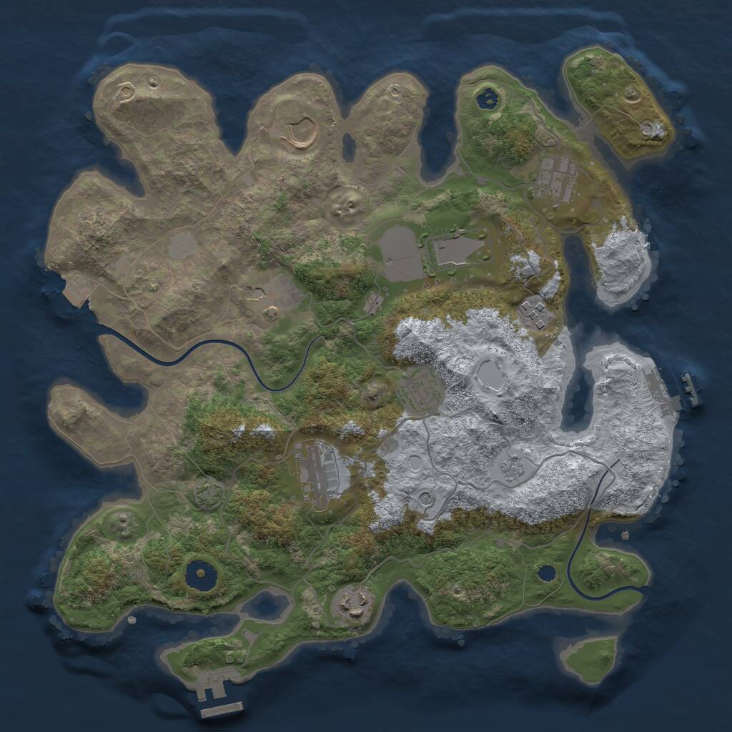 Rust Map: Procedural Map, Size: 3500, Seed: 961039014, 14 Monuments