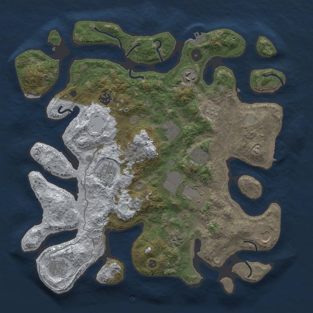 Rust Map: Procedural Map, Size: 4000, Seed: 2015642077, 19 Monuments