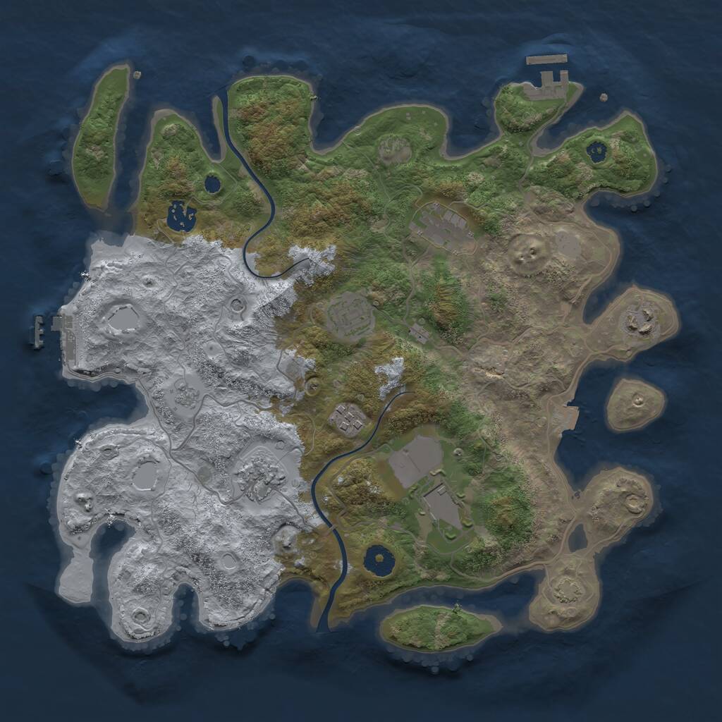 Rust Map: Procedural Map, Size: 3550, Seed: 906871, 13 Monuments