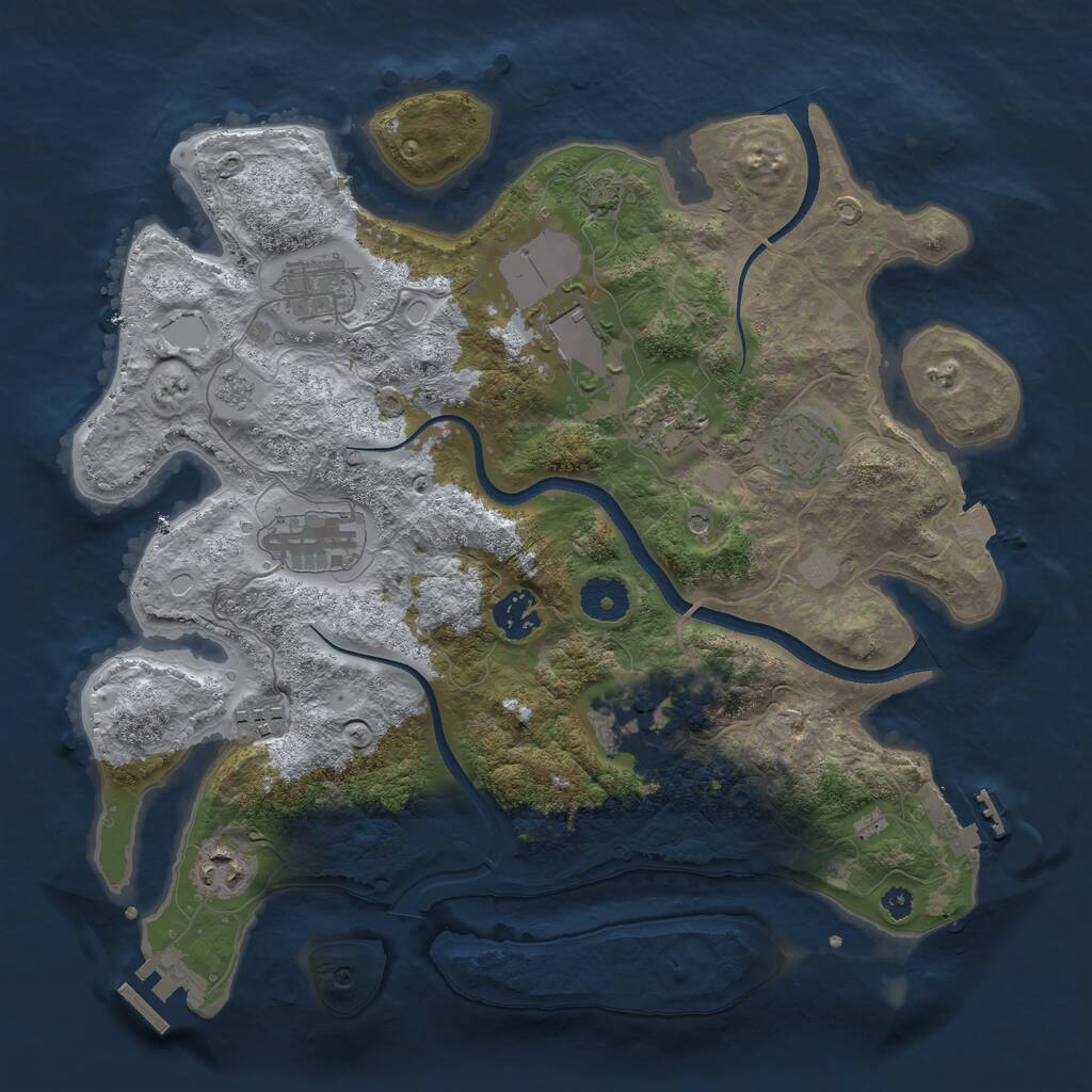 Rust Map: Procedural Map, Size: 3500, Seed: 266869, 15 Monuments