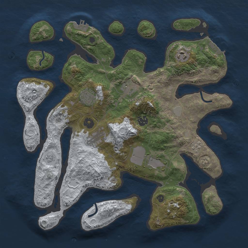 Rust Map: Procedural Map, Size: 3550, Seed: 718486, 16 Monuments