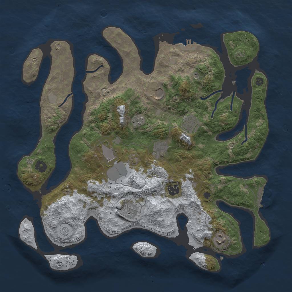 Rust Map: Procedural Map, Size: 3800, Seed: 376592, 17 Monuments
