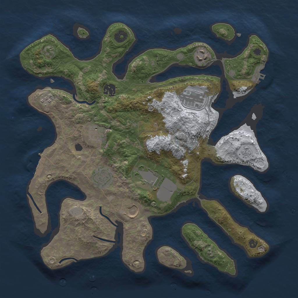 Rust Map: Procedural Map, Size: 3550, Seed: 934270, 16 Monuments