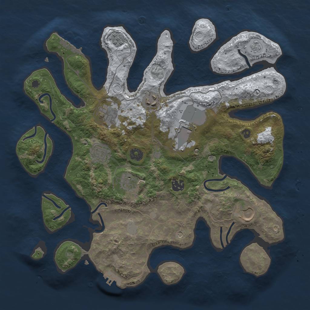Rust Map: Procedural Map, Size: 3500, Seed: 1442079, 17 Monuments