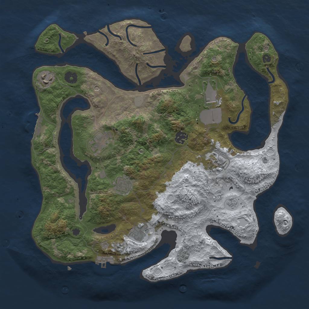 Rust Map: Procedural Map, Size: 3700, Seed: 111, 17 Monuments