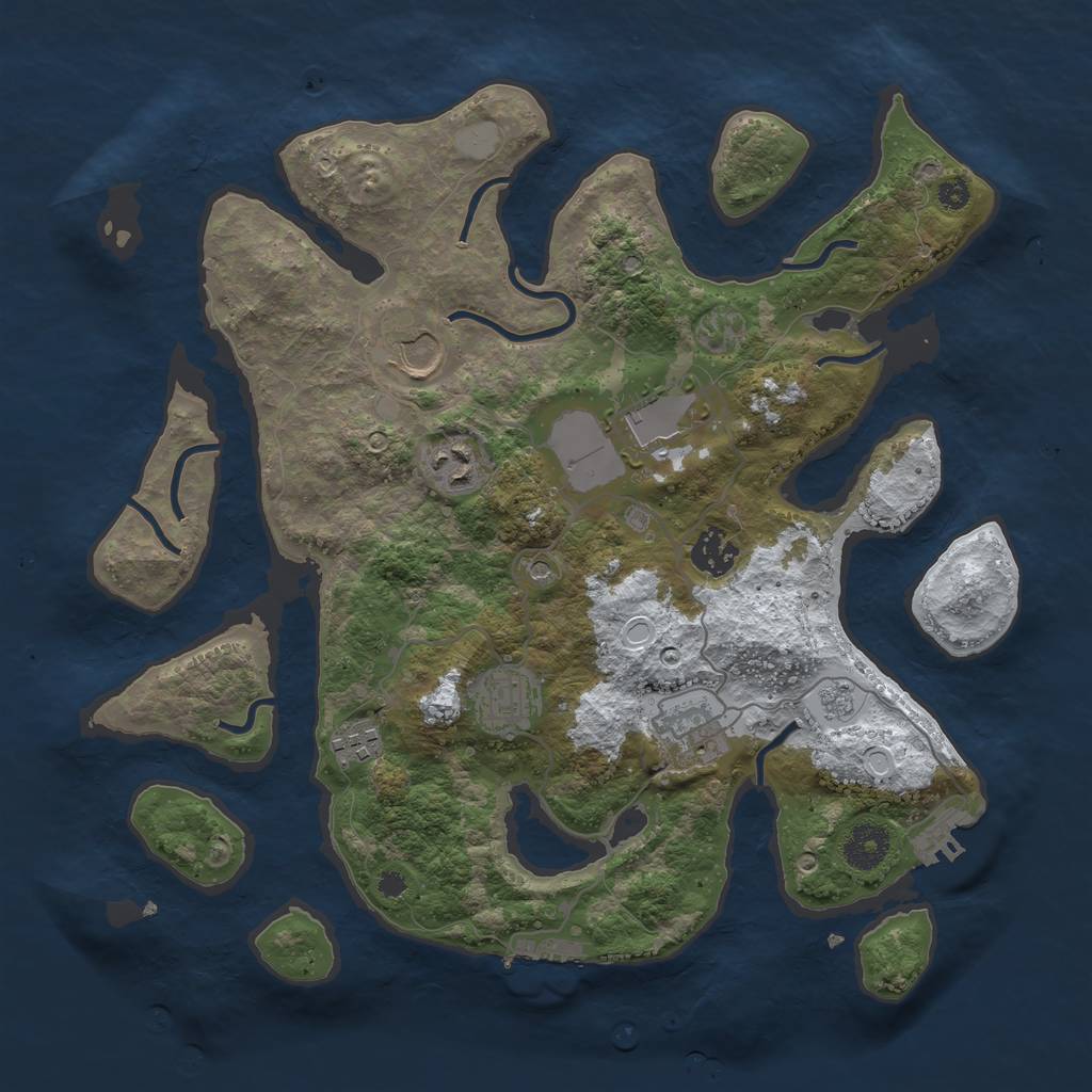 Rust Map: Procedural Map, Size: 3550, Seed: 850626, 16 Monuments