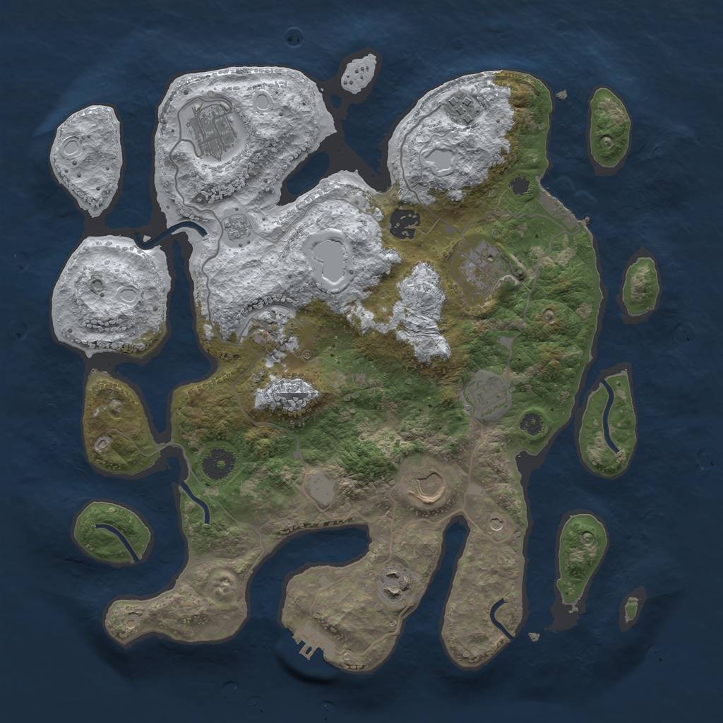 Rust Map: Procedural Map, Size: 3500, Seed: 132213, 17 Monuments