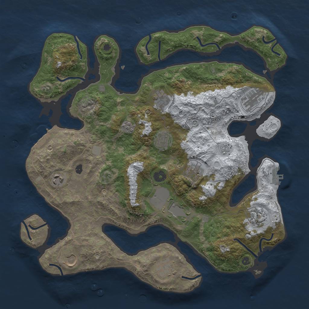 Rust Map: Procedural Map, Size: 3850, Seed: 1426577338, 19 Monuments