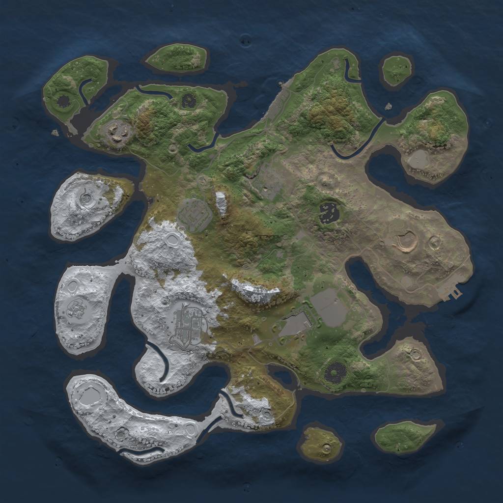 Rust Map: Procedural Map, Size: 3500, Seed: 664496, 16 Monuments