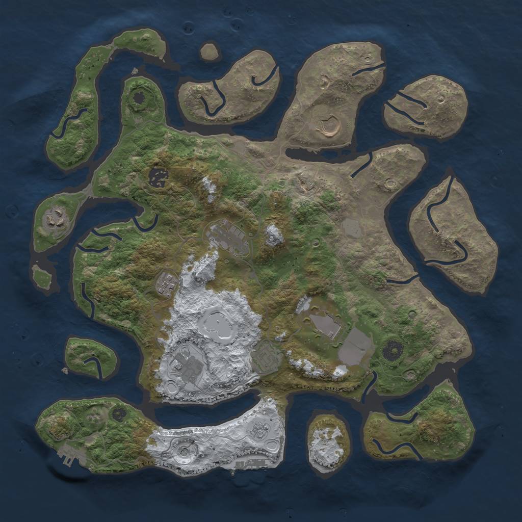 Rust Map: Procedural Map, Size: 3800, Seed: 3210102, 17 Monuments