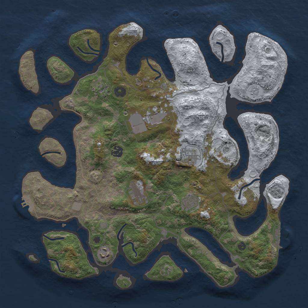 Rust Map: Procedural Map, Size: 4000, Seed: 960139, 17 Monuments